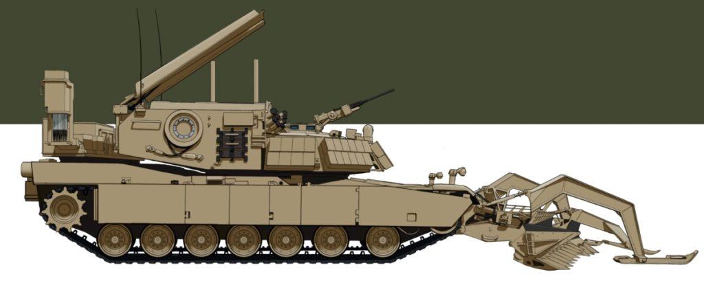 photo of a U.S. Marine Corps M1150 Breacher mine clearance vehicle, with a mine plow and explosive line charges that can destroy up to 150 yards of mines per line, is one of the best AEVs in the world. The Breacher is based on the M1 Abrams tank, and hence requires massive inputs of fuel, other fluids, maintenance and training. Breachers have not been provided to Ukraine.